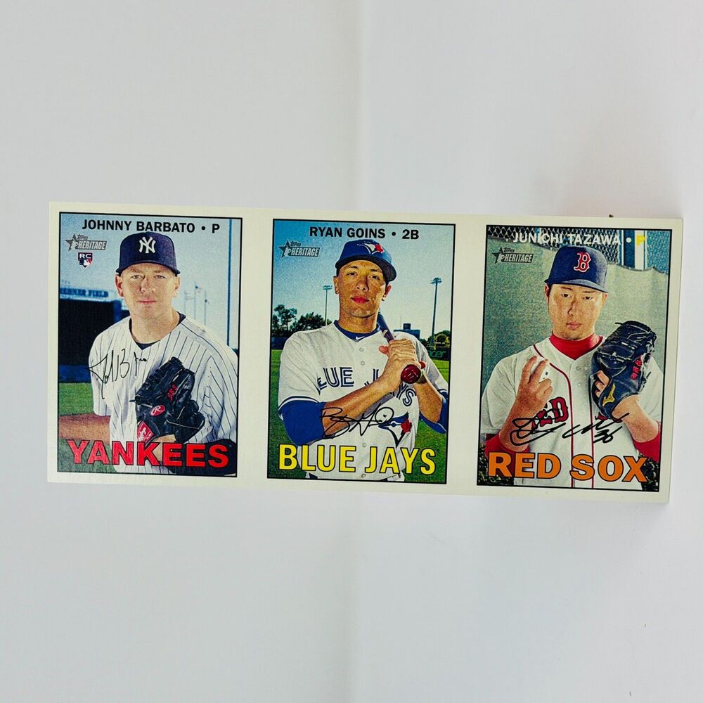 2016 Topps Heritage High Number Ad Panel Box Topper Barbato, Goins, Tazawa